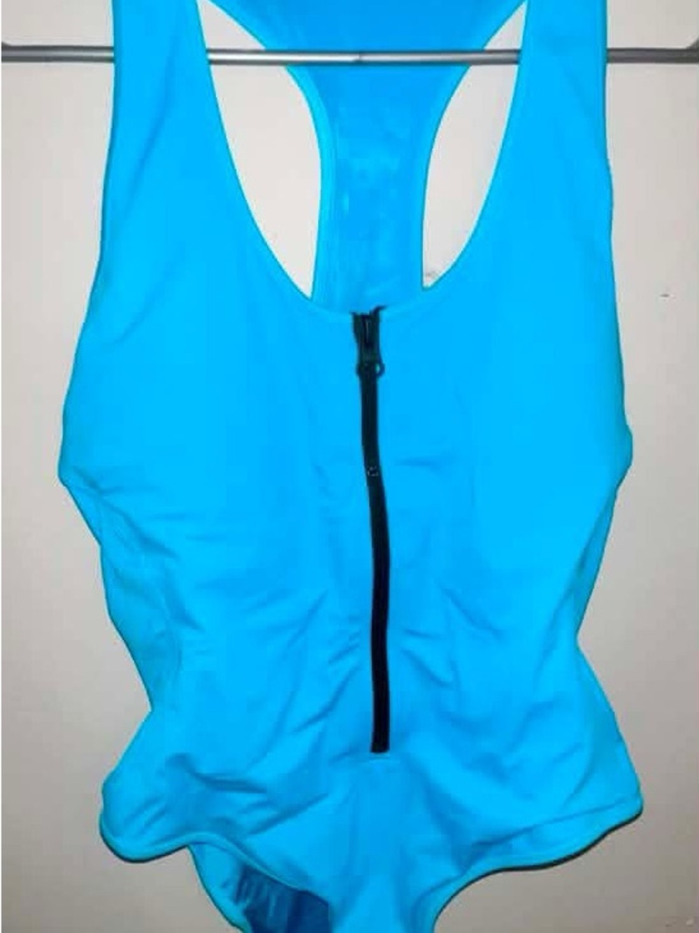 smart & sexy Bright Blue Front-Zip Racerback One-Piece